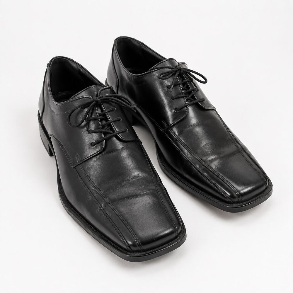 Majestic Limited Men’s Black Dress Shoes Size 10 Square Toe Lace Up Formal
